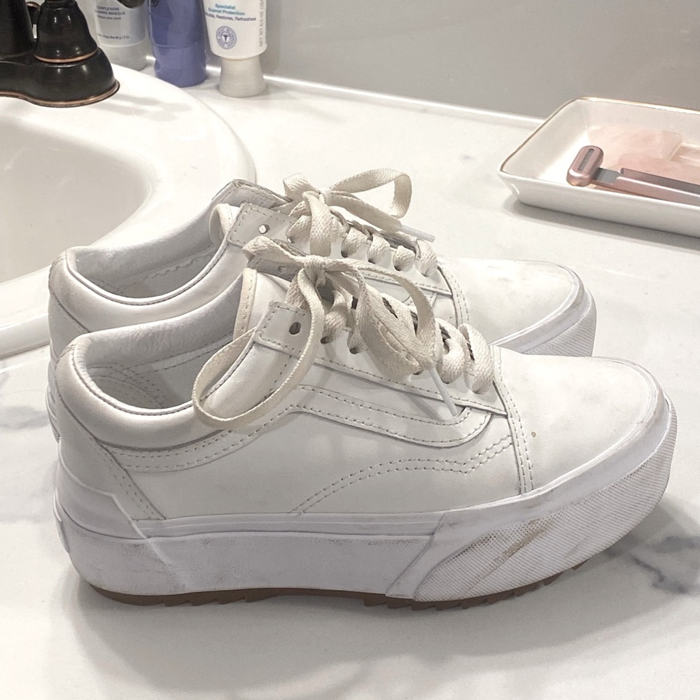 Vans White Platform Sneakers 5.5